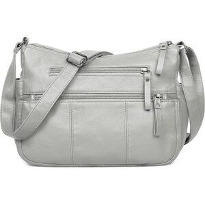 🆕 Volganik Rock PU Leather Shoulder Bag Women Cream Soft Pocketbooks Purse